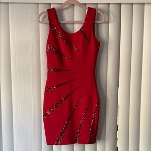 Guess Red Sequin Mini Dress